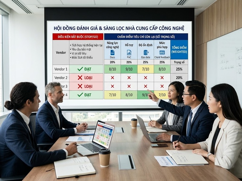 Đánh giá nhà cung cấp công nghệ qua năng lực, hỗ trợ, ổn định và mức phù hợp
